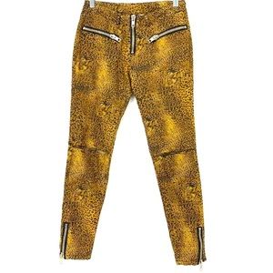 UNIF Women's Size 26 Leo Leopard Print Ankle Zip Pants Big Cat Zipper Detail